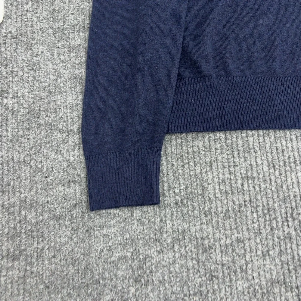 Banana Republic Sweater Mens M Navy Cotton Silk Cashmere Polo Long Sleeve Casual
